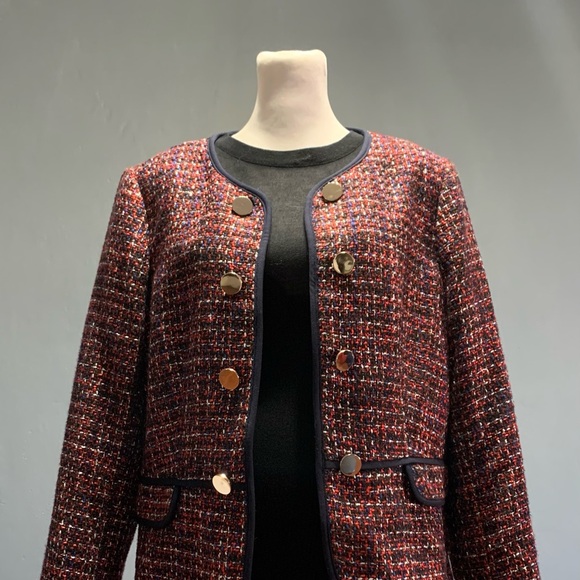 Tommy Hilfiger Sz 12 Women's Tweed Open Front Blazer